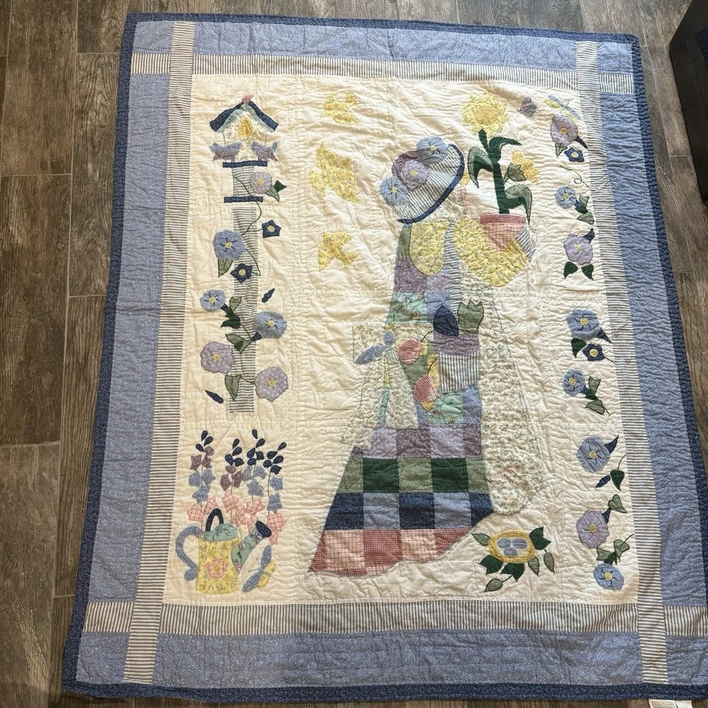 Vtg American Pacific Sunbonnet Sue Quilt Limited Edition Throw Floral 49x59